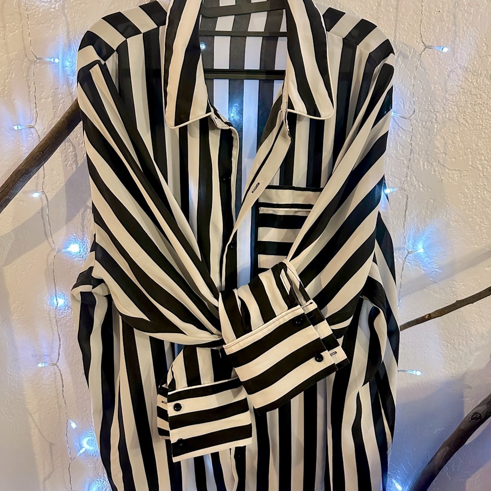 Rebdolls Striped Black and White Top